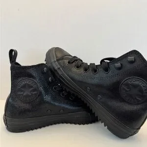 Converse | Shoes | Nwob Converse Pebbled Leather Black On  display picture 1